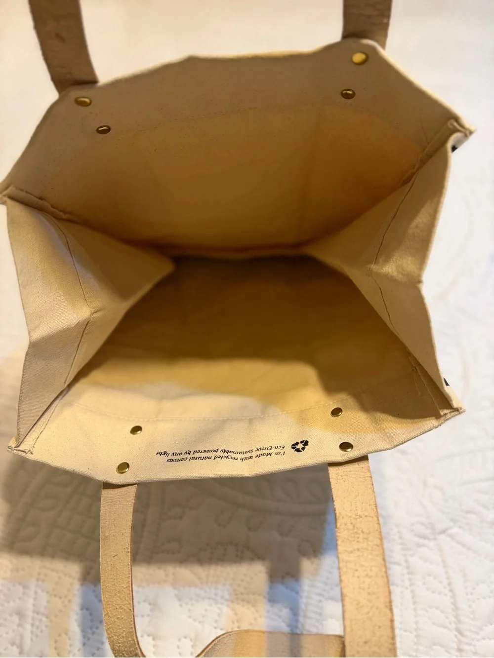 Citizen Natural Canvas Tote with Black Stripe and Tan Straps NWT